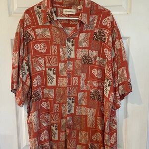 Caribbean Size XL Men's Rust and Brown Leaf Print Shirt